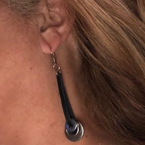 Sustainable INDUSTRIAL stainless & reclaimed leather earrings - BOHO FASHION